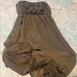 Elegant Strapless Olive Green Dress